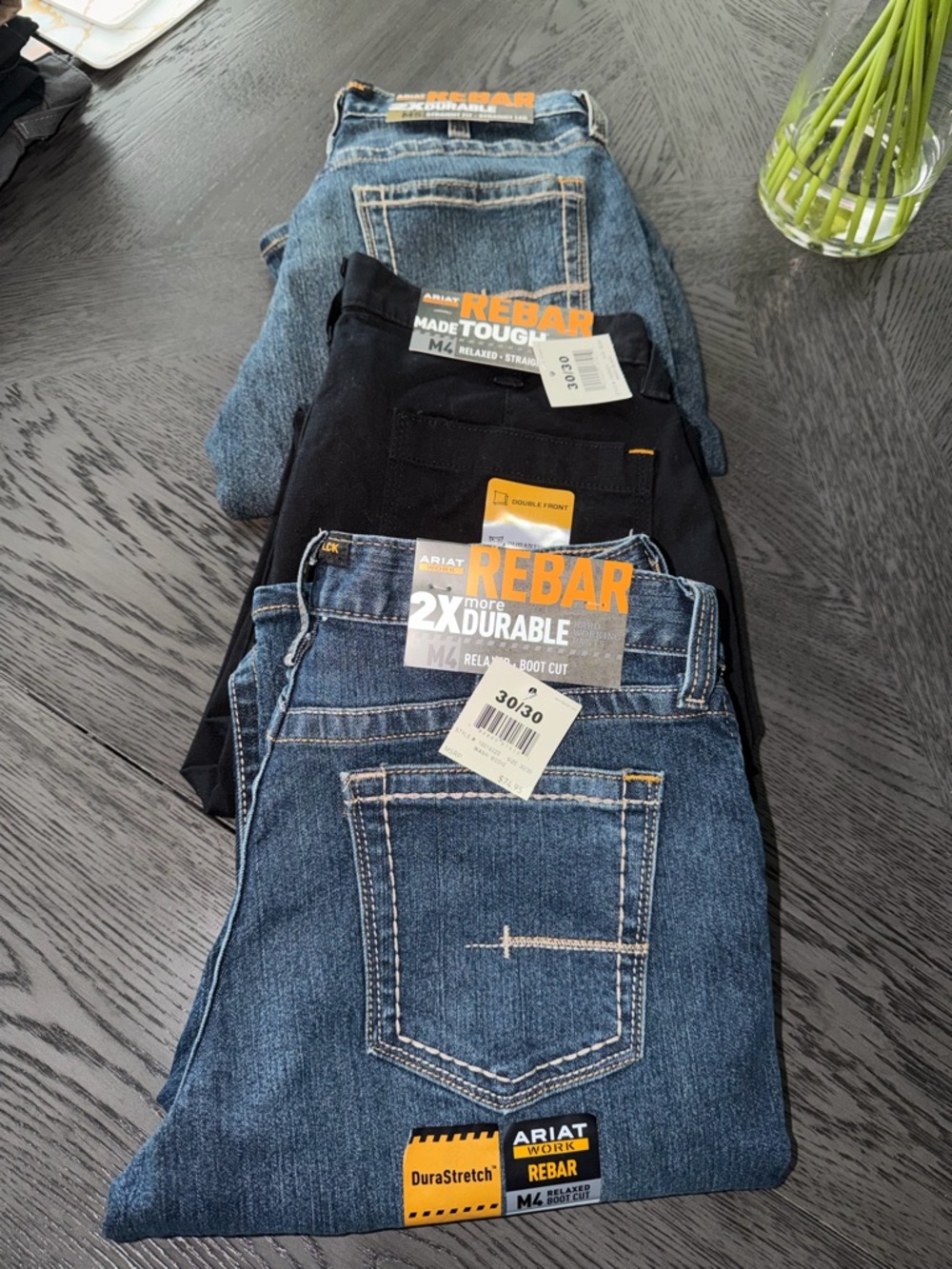 Ariat Rebar Men’s Blue and Black Bootcut Work Jeans Pack